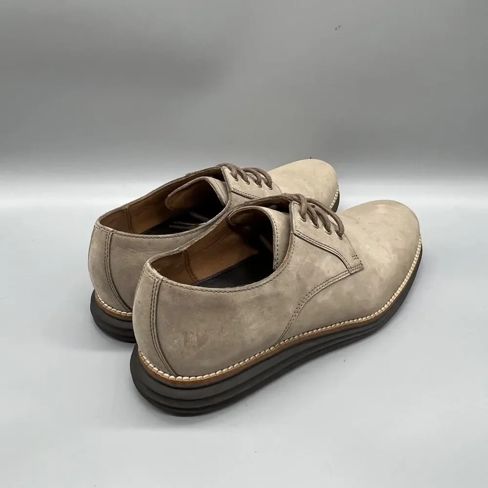 Cole Haan Shoes Mens 7.5 Beige Suede Grand OS Derby Oxford Lace Up Dress Comfort